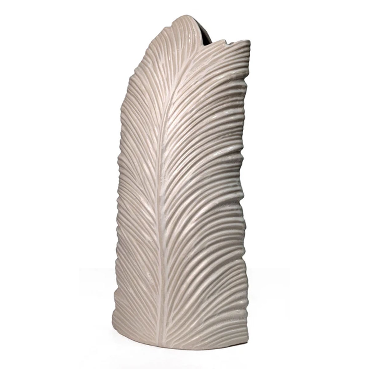 Picture of TROP WHT CER LEAF VASE LARGE