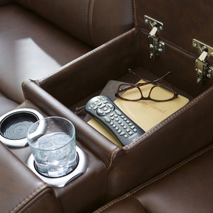 Picture of KNIGHTINGTON LOVESEAT W/ AUDIO & CONSOLE IN BROWN