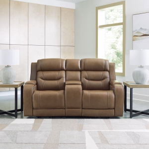 Picture of KNIGHTINGTON LOVESEAT W/ AUDIO & CONSOLE IN CARAMEL