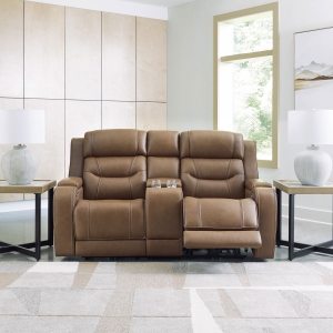 Picture of KNIGHTINGTON LOVESEAT W/ AUDIO & CONSOLE IN CARAMEL
