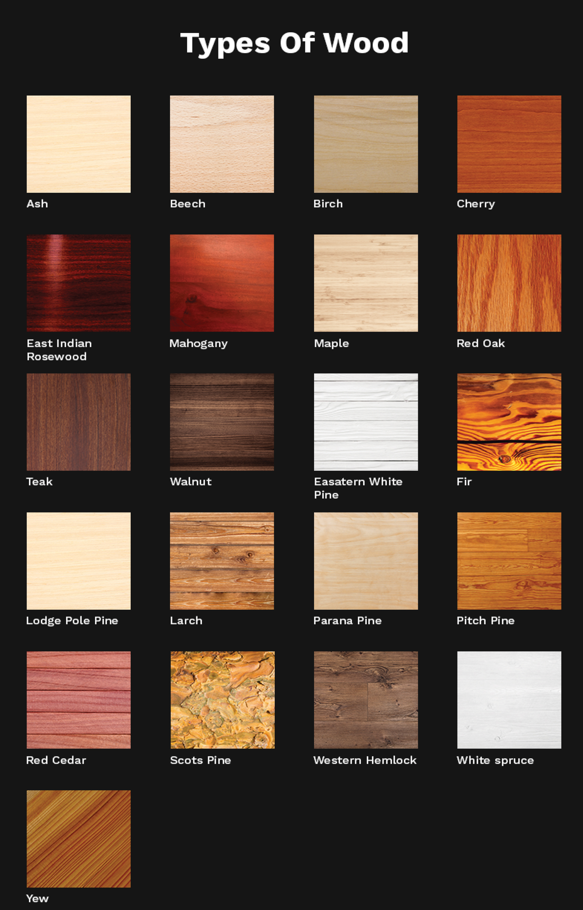 types of wood